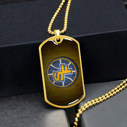 Basketball Dog Tag Necklace - BKD016 - Golden State Warriors Sports - Military Ball Chain