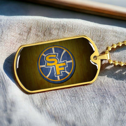 Basketball Dog Tag Necklace - BKD016 - Golden State Warriors Sports - Military Ball Chain
