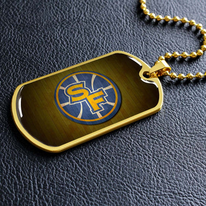 Basketball Dog Tag Necklace - BKD016 - Golden State Warriors Sports - Military Ball Chain