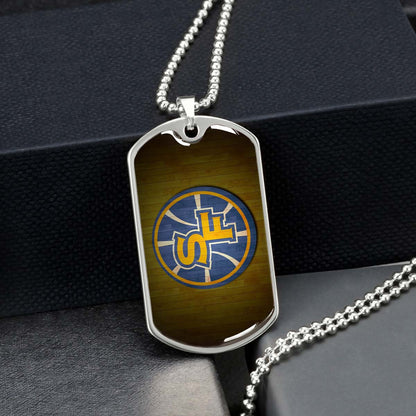 Basketball Dog Tag Necklace - BKD016 - Golden State Warriors Sports - Military Ball Chain