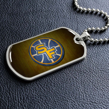 Basketball Dog Tag Necklace - BKD016 - Golden State Warriors Sports - Military Ball Chain