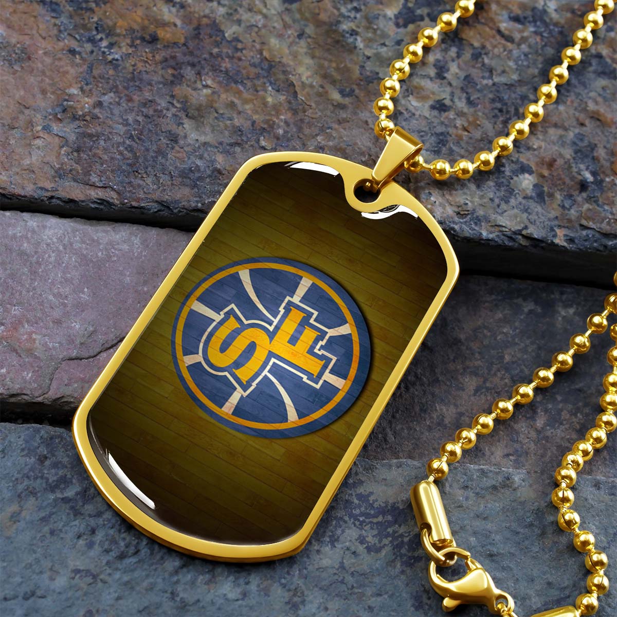 Basketball Dog Tag Necklace - BKD016 - Golden State Warriors Sports - Military Ball Chain