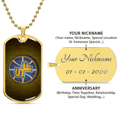 Basketball Dog Tag Necklace - BKD016 - Golden State Warriors Sports - Military Ball Chain