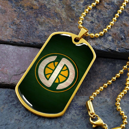 Basketball Dog Tag Necklace - BKD017 - Seattle Supersonics Sports - Military Ball Chain