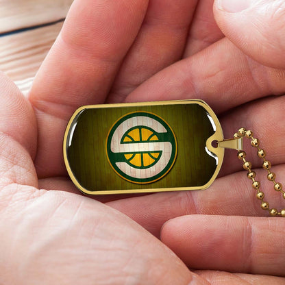 Basketball Dog Tag Necklace - BKD019 - Seattle Supersonics Sports - Military Ball Chain