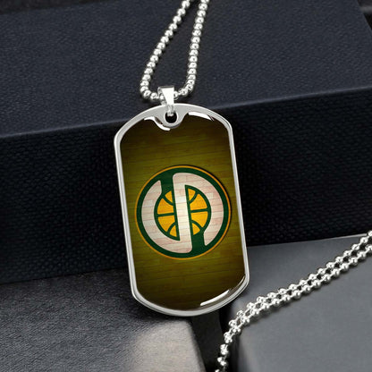 Basketball Dog Tag Necklace - BKD019 - Seattle Supersonics Sports - Military Ball Chain
