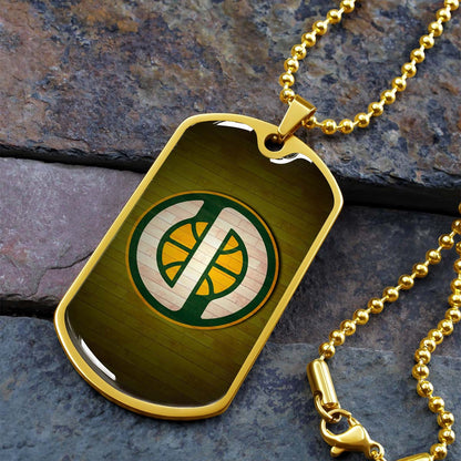 Basketball Dog Tag Necklace - BKD019 - Seattle Supersonics Sports - Military Ball Chain