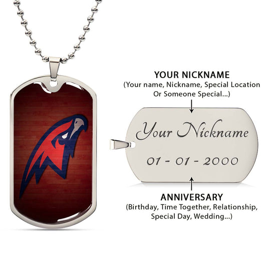 Basketball Dog Tag Necklace - BKD021 - Atlanta Hawks Sports - Military Ball Chain