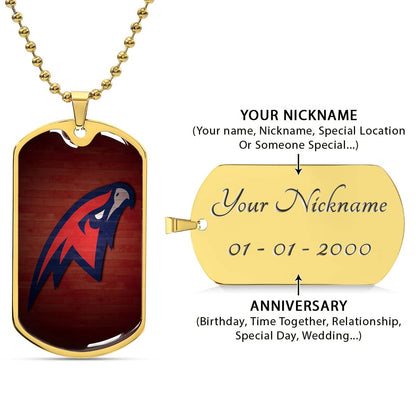 Basketball Dog Tag Necklace - BKD021 - Atlanta Hawks Sports - Military Ball Chain