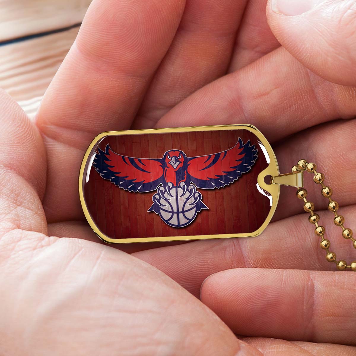 Basketball Dog Tag Necklace - BKD022 - Atlanta Hawks Sports - Military Ball Chain