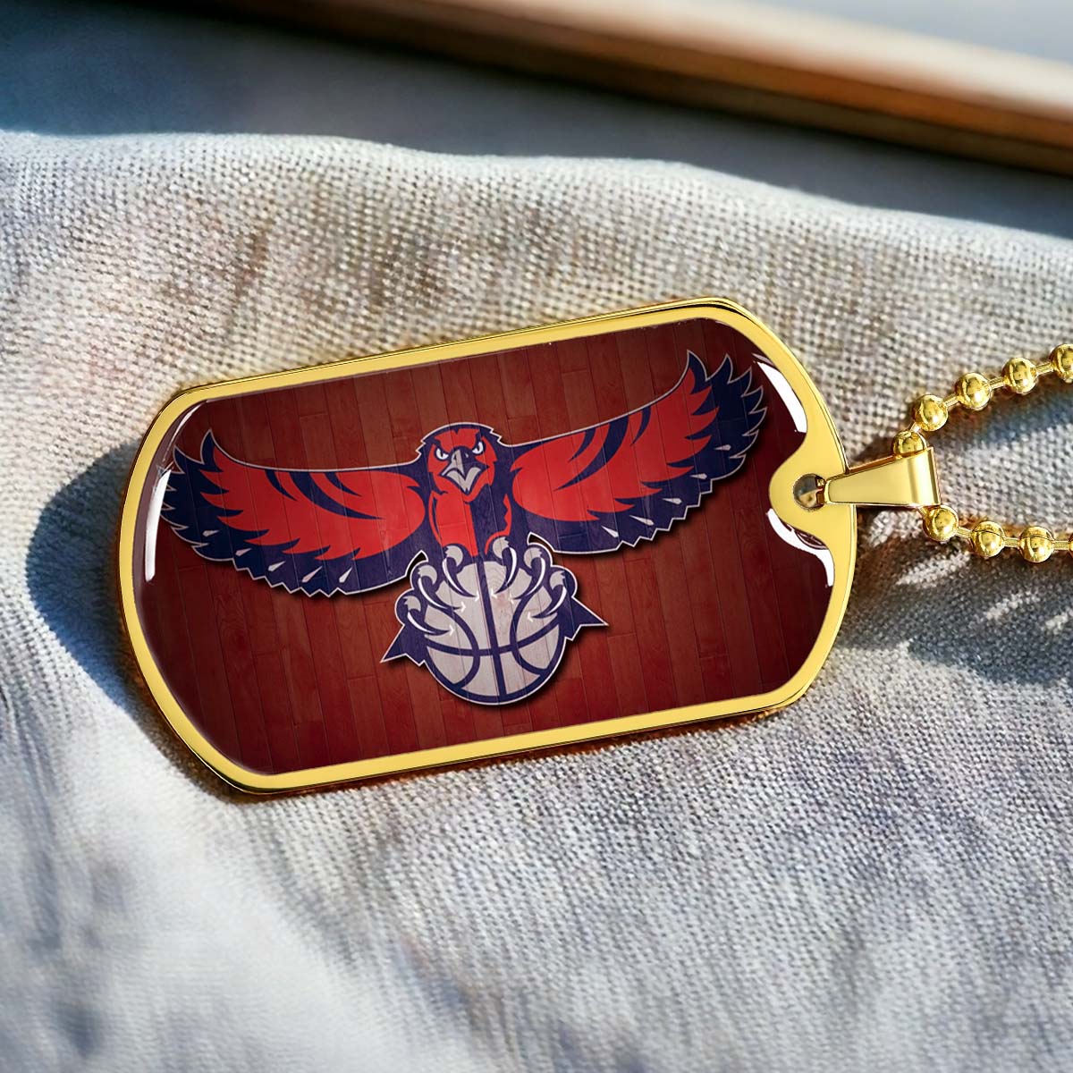 Basketball Dog Tag Necklace - BKD022 - Atlanta Hawks Sports - Military Ball Chain