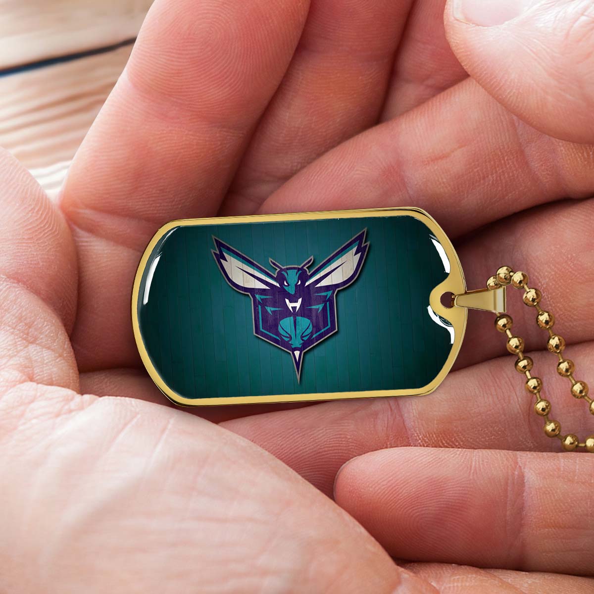 Basketball Dog Tag Necklace - BKD023 - Charlotte Hornets Sports - Military Ball Chain