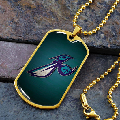 Basketball Dog Tag Necklace - BKD024 - Charlotte Hornets Sports - Military Ball Chain