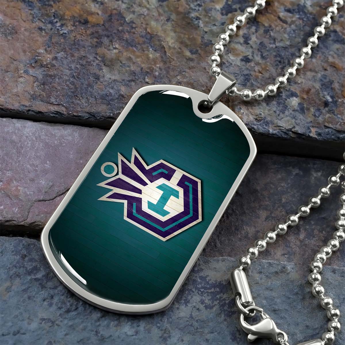 Basketball Dog Tag Necklace - BKD025 - Charlotte Hornets Sports - Military Ball Chain