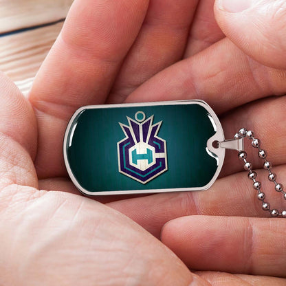Basketball Dog Tag Necklace - BKD025 - Charlotte Hornets Sports - Military Ball Chain