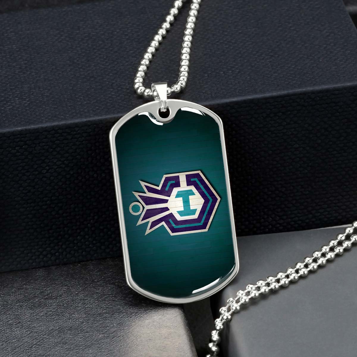 Basketball Dog Tag Necklace - BKD025 - Charlotte Hornets Sports - Military Ball Chain
