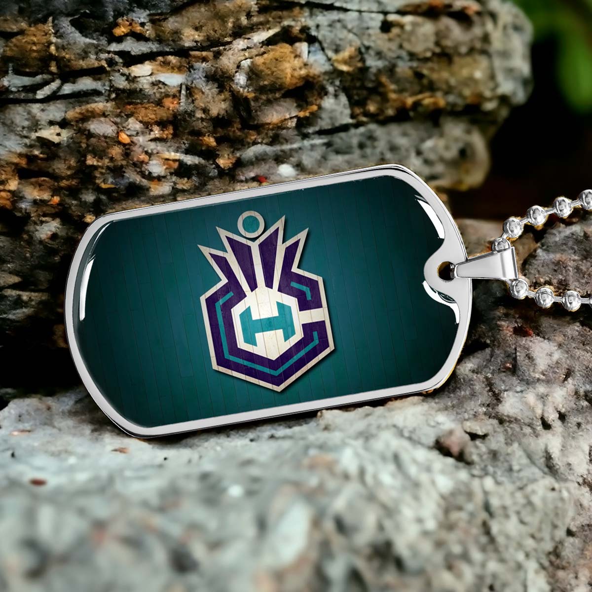 Basketball Dog Tag Necklace - BKD025 - Charlotte Hornets Sports - Military Ball Chain