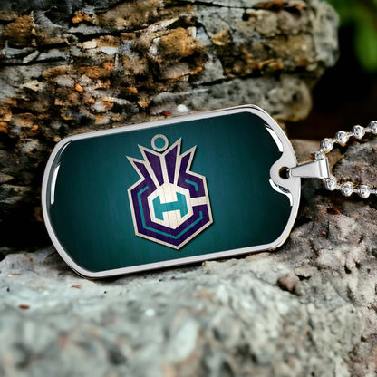 Basketball Dog Tag Necklace - BKD025 - Charlotte Hornets Sports - Military Ball Chain