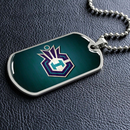 Basketball Dog Tag Necklace - BKD025 - Charlotte Hornets Sports - Military Ball Chain