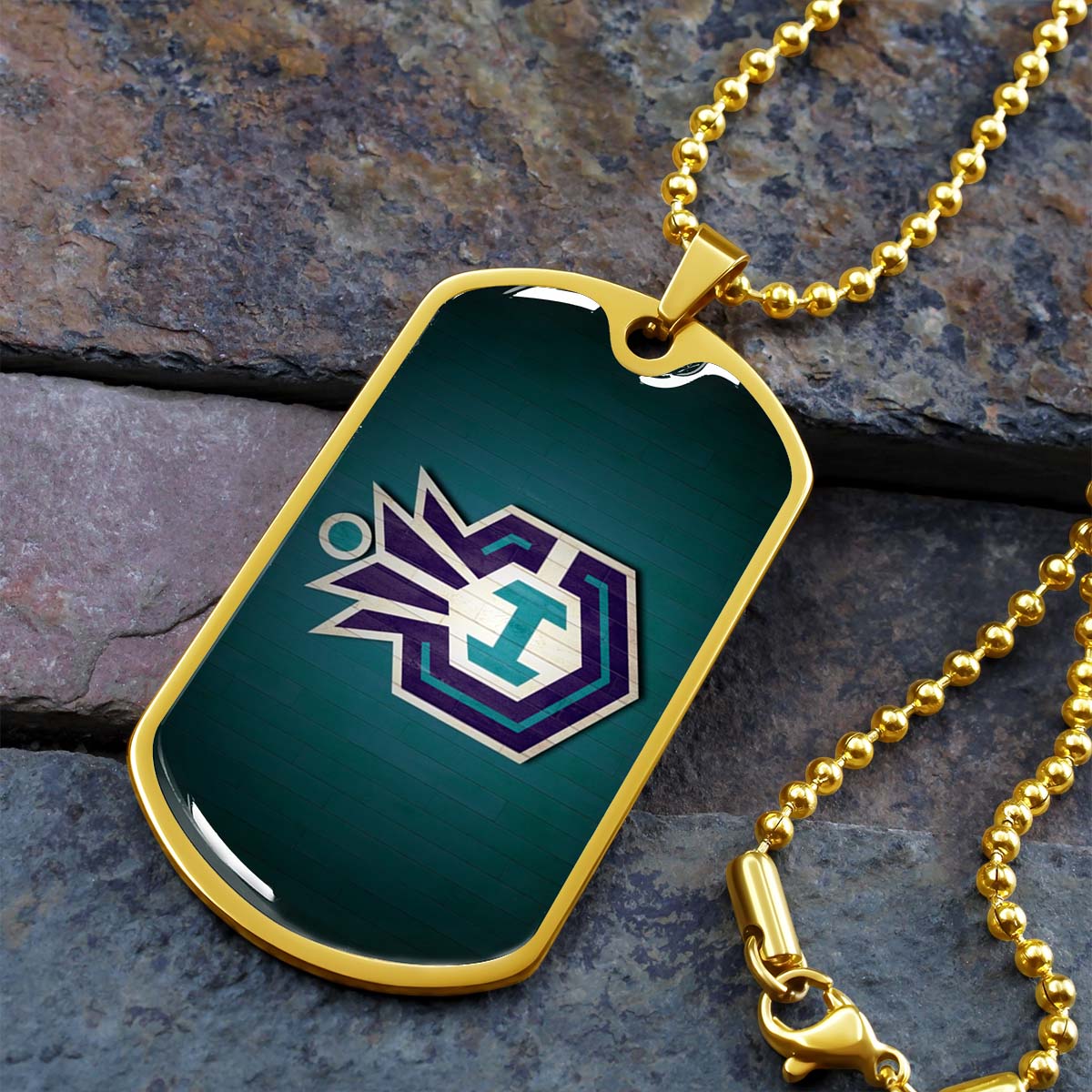 Basketball Dog Tag Necklace - BKD025 - Charlotte Hornets Sports - Military Ball Chain