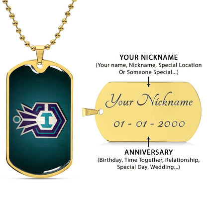 Basketball Dog Tag Necklace - BKD025 - Charlotte Hornets Sports - Military Ball Chain