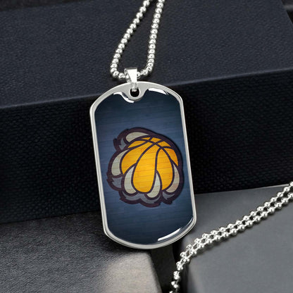 Basketball Dog Tag Necklace - BKD026 - Memphis Grizzlies Sports - Military Ball Chain