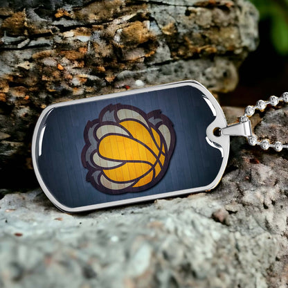 Basketball Dog Tag Necklace - BKD026 - Memphis Grizzlies Sports - Military Ball Chain
