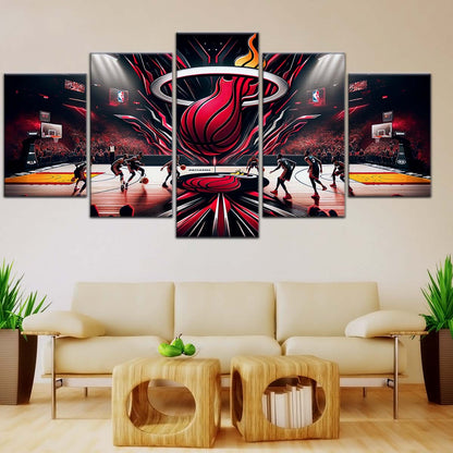 Basketball Wall Art - BK5045 - Miami Heat Basketball - Basketball Poster - Basketball Canvas