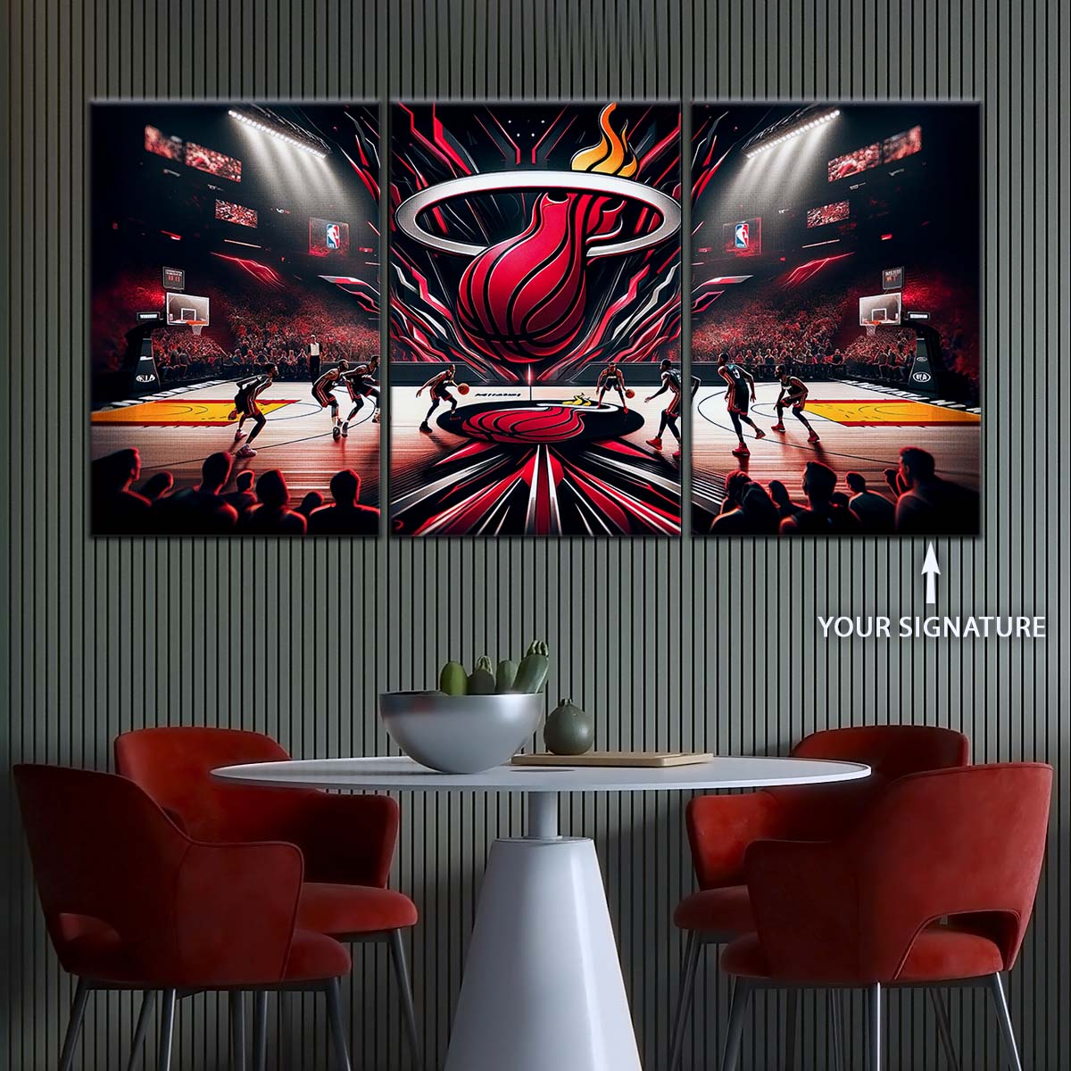Basketball Wall Art - BK5045 - Miami Heat Basketball - Basketball Poster - Basketball Canvas