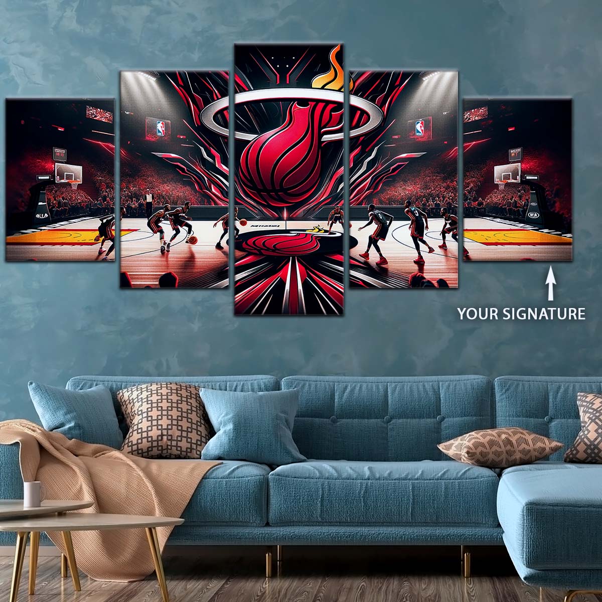 Basketball Wall Art - BK5045 - Miami Heat Basketball - Basketball Poster - Basketball Canvas