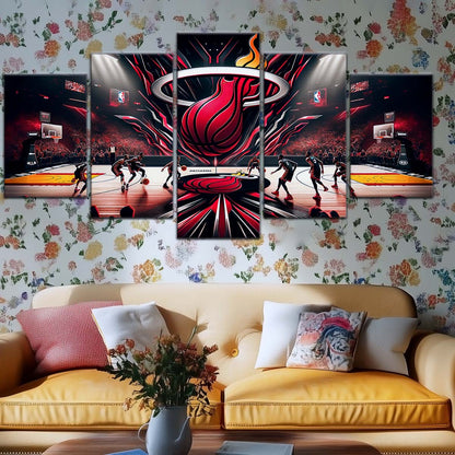 Basketball Wall Art - BK5045 - Miami Heat Basketball - Basketball Poster - Basketball Canvas