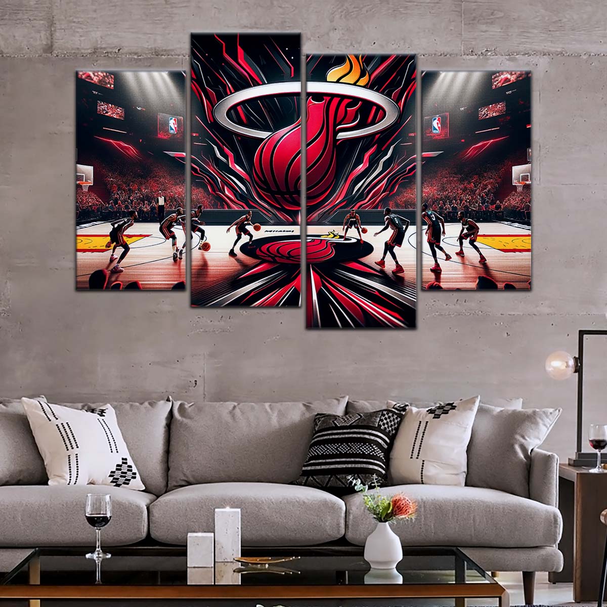 Basketball Wall Art - BK5045 - Miami Heat Basketball - Basketball Poster - Basketball Canvas