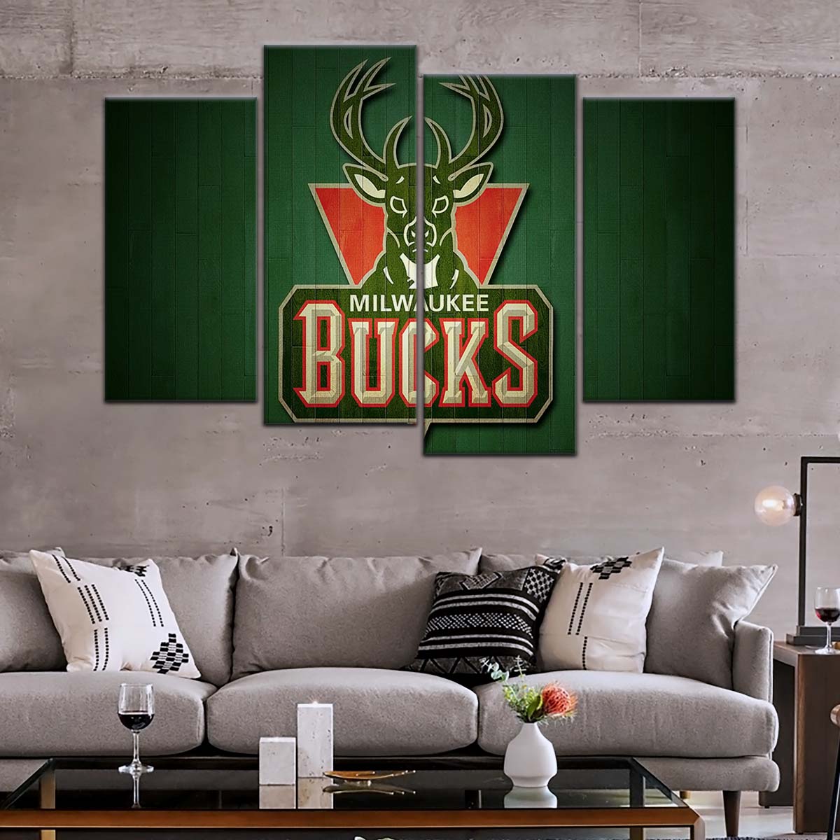 Basketball Canvas Wall Art - BK5056 - Milwaukee Bucks Sports