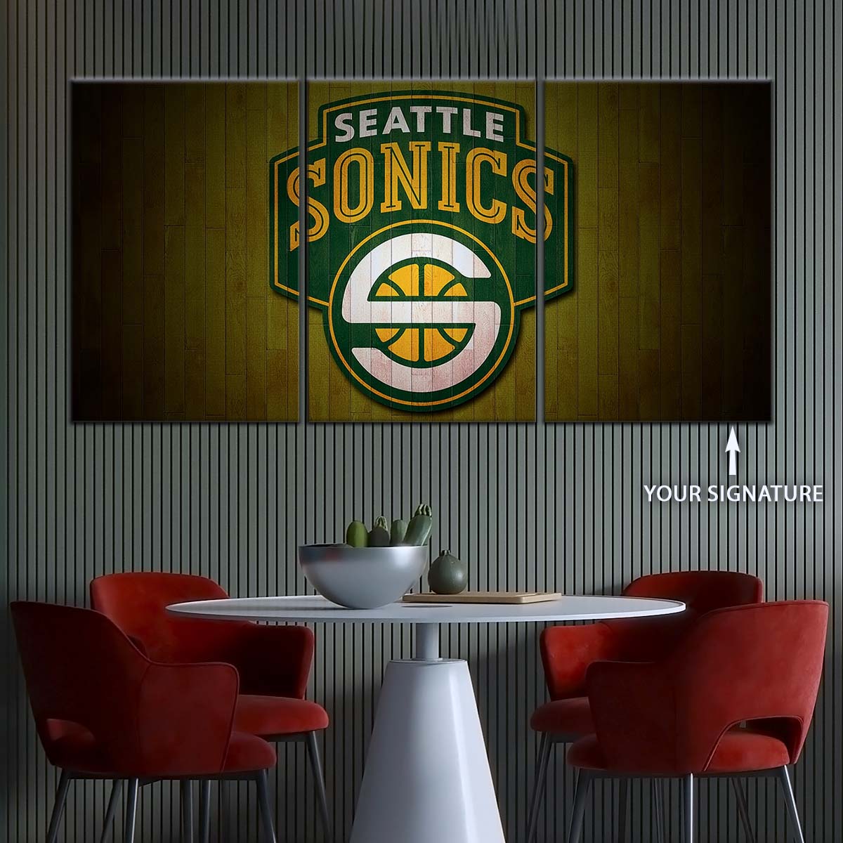 Basketball Canvas Wall Art - BK5063 - Seattle Supersonics Sports