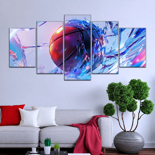 Basketball Canvas Wall Art - BK5055 - Basketball in Dynamic Splash