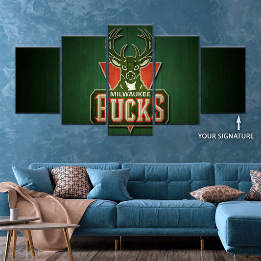 Basketball Canvas Wall Art - BK5056 - Milwaukee Bucks Sports