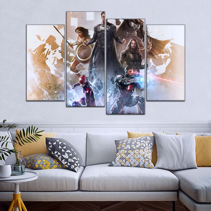 DC Wall Art - DCEU5001 - Superman - Batman - Wonder Woman - Aquaman - Flash - Zack Snyder's Justice League - DC Extended Universe Poster - DC Extended Universe Canvas