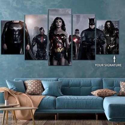 DC Wall Art - DCEU5002 - Superman - Batman - Wonder Woman - Aquaman - Flash - Zack Snyder's Justice League - DC Extended Universe Poster - DC Extended Universe Canvas