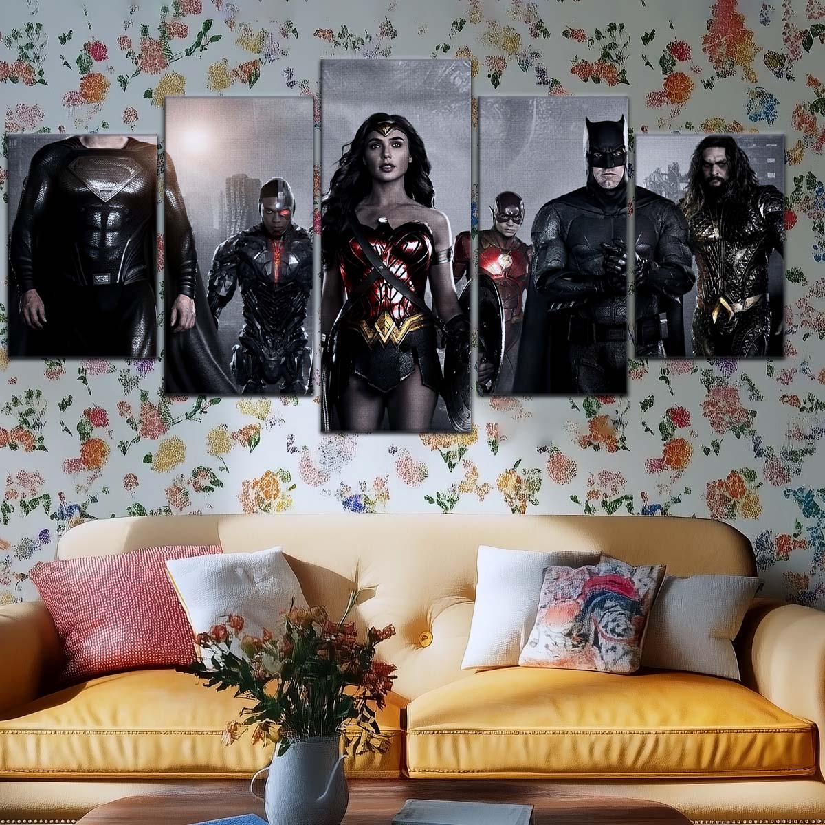 DC Wall Art - DCEU5002 - Superman - Batman - Wonder Woman - Aquaman - Flash - Zack Snyder's Justice League - DC Extended Universe Poster - DC Extended Universe Canvas