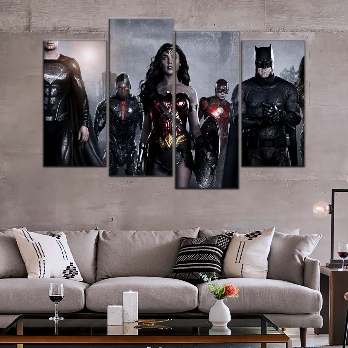 DC Wall Art - DCEU5002 - Superman - Batman - Wonder Woman - Aquaman - Flash - Zack Snyder's Justice League - DC Extended Universe Poster - DC Extended Universe Canvas