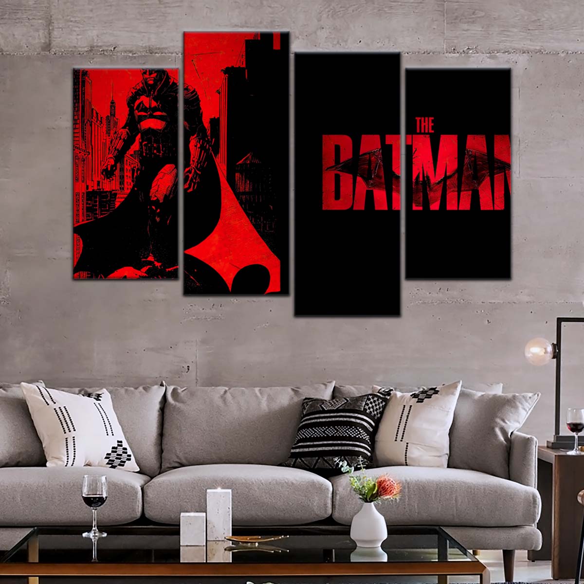 DC Wall Art - DCEU5017 - The Batman - Dark Knight in Red Shadows - DC Extended Universe Poster - DC Extended Universe Canvas