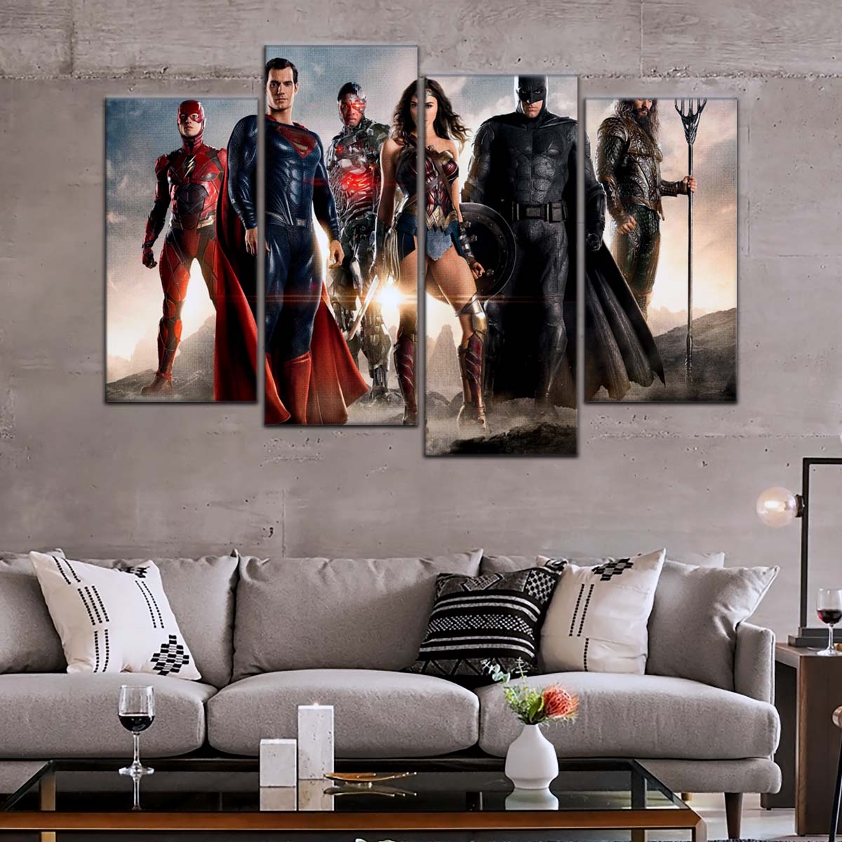DC Wall Art - DCEU5022 - Superman - Batman - Wonder Woman - Aquaman - Flash - Zack Snyder's Justice League - DC Extended Universe Poster - DC Extended Universe Canvas