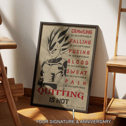 Dragon Ball Canvas Wall Art - DR014 - Super Saiyan Vegeta - Quitting Is Not