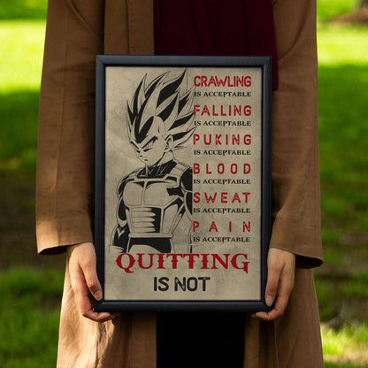 Dragon Ball Canvas Wall Art - DR014 - Super Saiyan Vegeta - Quitting Is Not