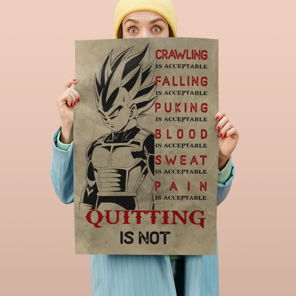 Dragon Ball Canvas Wall Art - DR014 - Super Saiyan Vegeta - Quitting Is Not