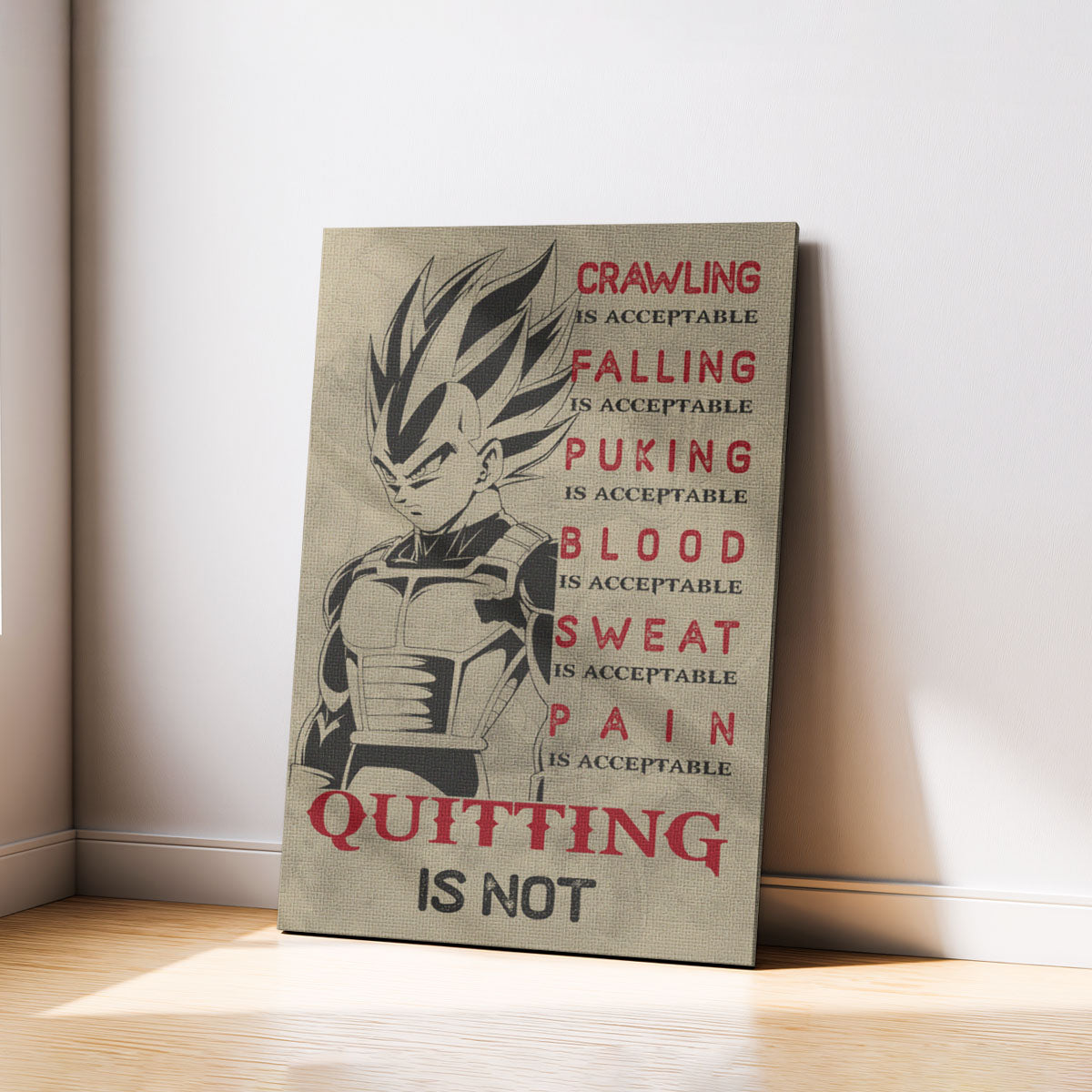 Dragon Ball Canvas Wall Art - DR014 - Super Saiyan Vegeta - Quitting Is Not