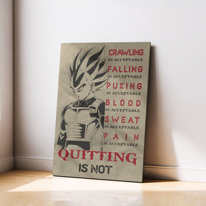 Dragon Ball Canvas Wall Art - DR014 - Super Saiyan Vegeta - Quitting Is Not