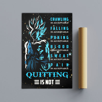Dragon Ball Canvas Wall Art - DR015 - Goku Super Saiyan Blue - Quitting Is Not