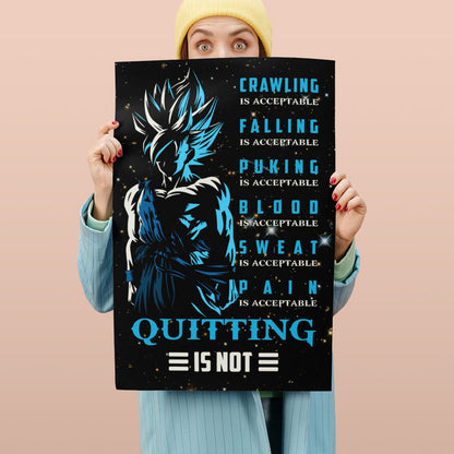 Dragon Ball Canvas Wall Art - DR015 - Goku Super Saiyan Blue - Quitting Is Not