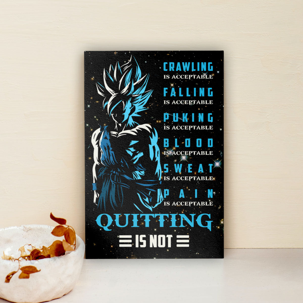 Dragon Ball Canvas Wall Art - DR015 - Goku Super Saiyan Blue - Quitting Is Not